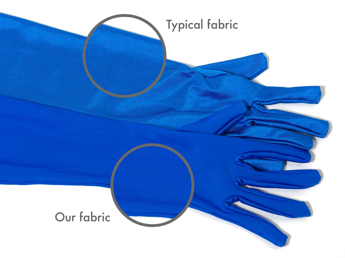 We use low-sheen chroma key blue fabric