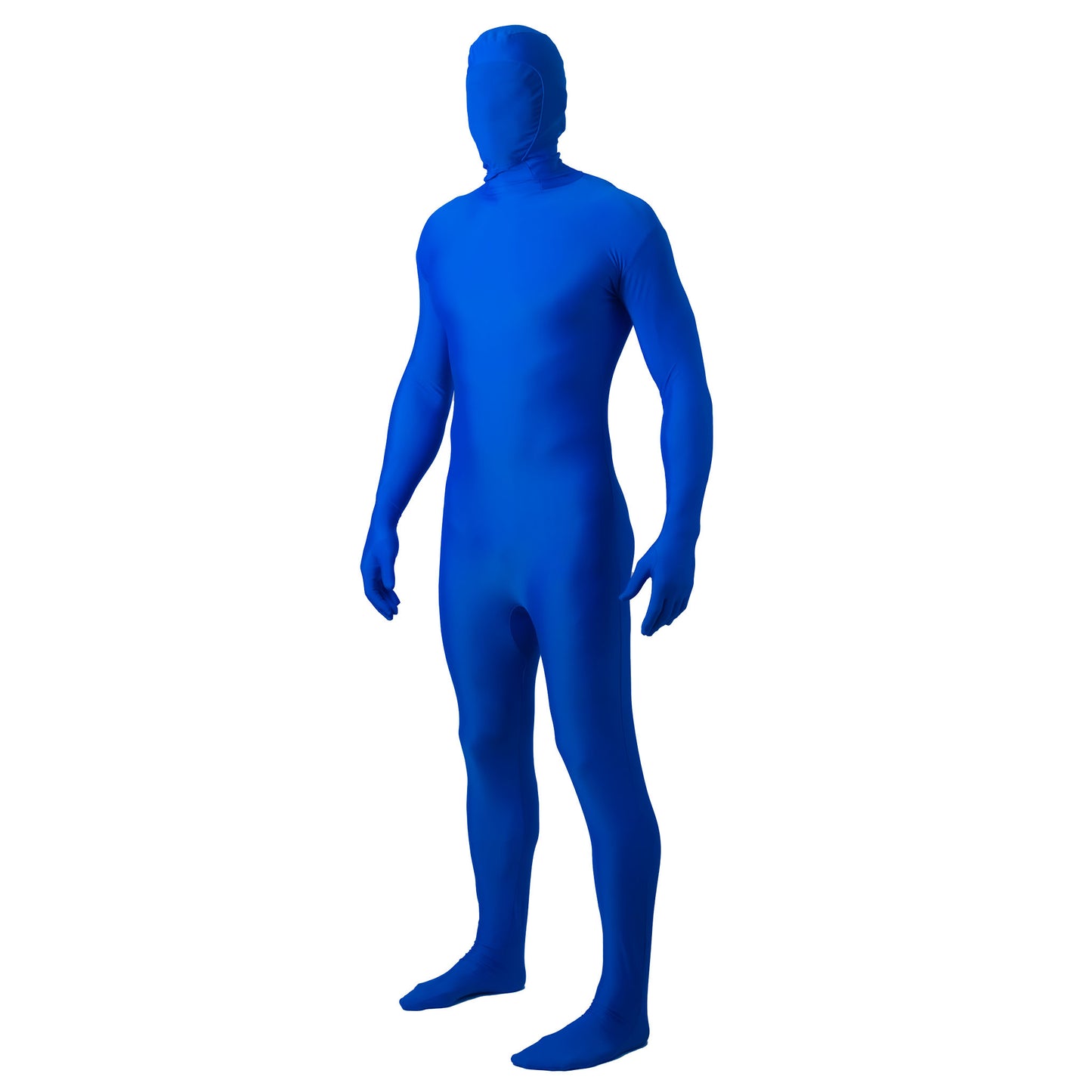 chroma key blue screen body suit angle view