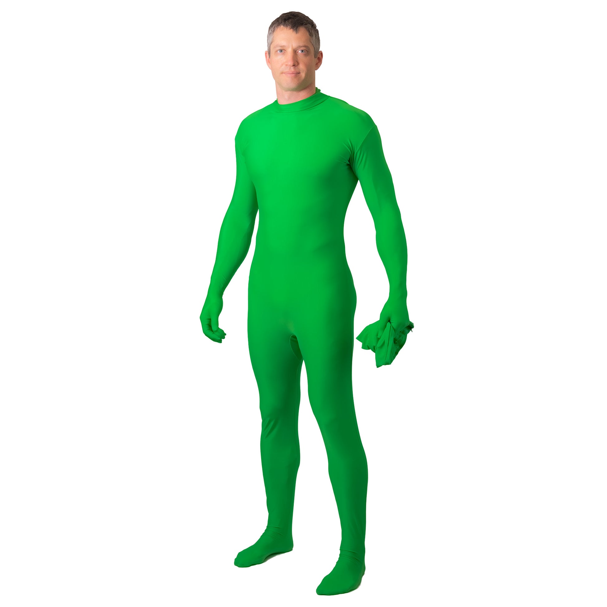 chroma key green screen suit hood off
